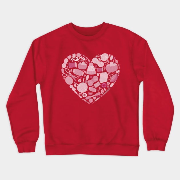 Sewing love heart Crewneck Sweatshirt by ArtStopCreative
